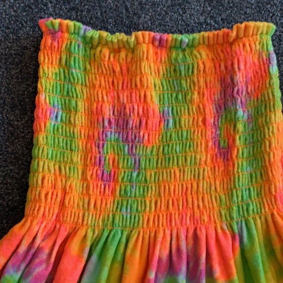 Bright Tie Dye Soft Terry Tube Sundress Cover up - Picture 2 of 6